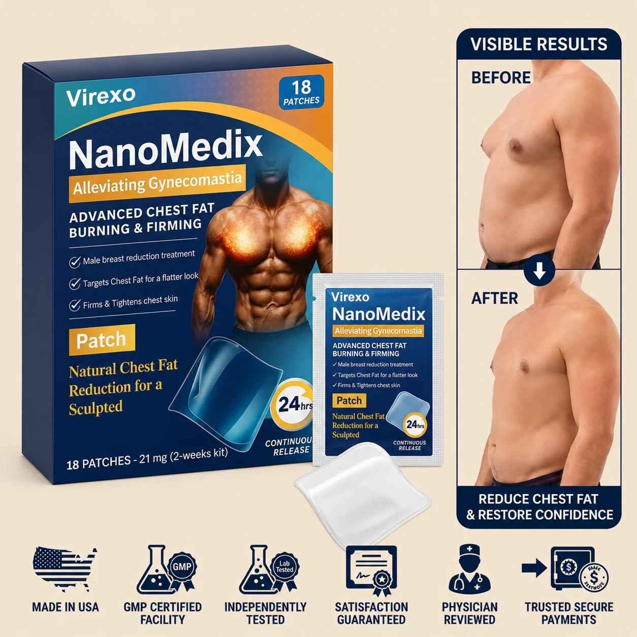🔥Limited-time 50% sale🔥⚕️💙Virexo® Chest Fatburn & Firm Patch