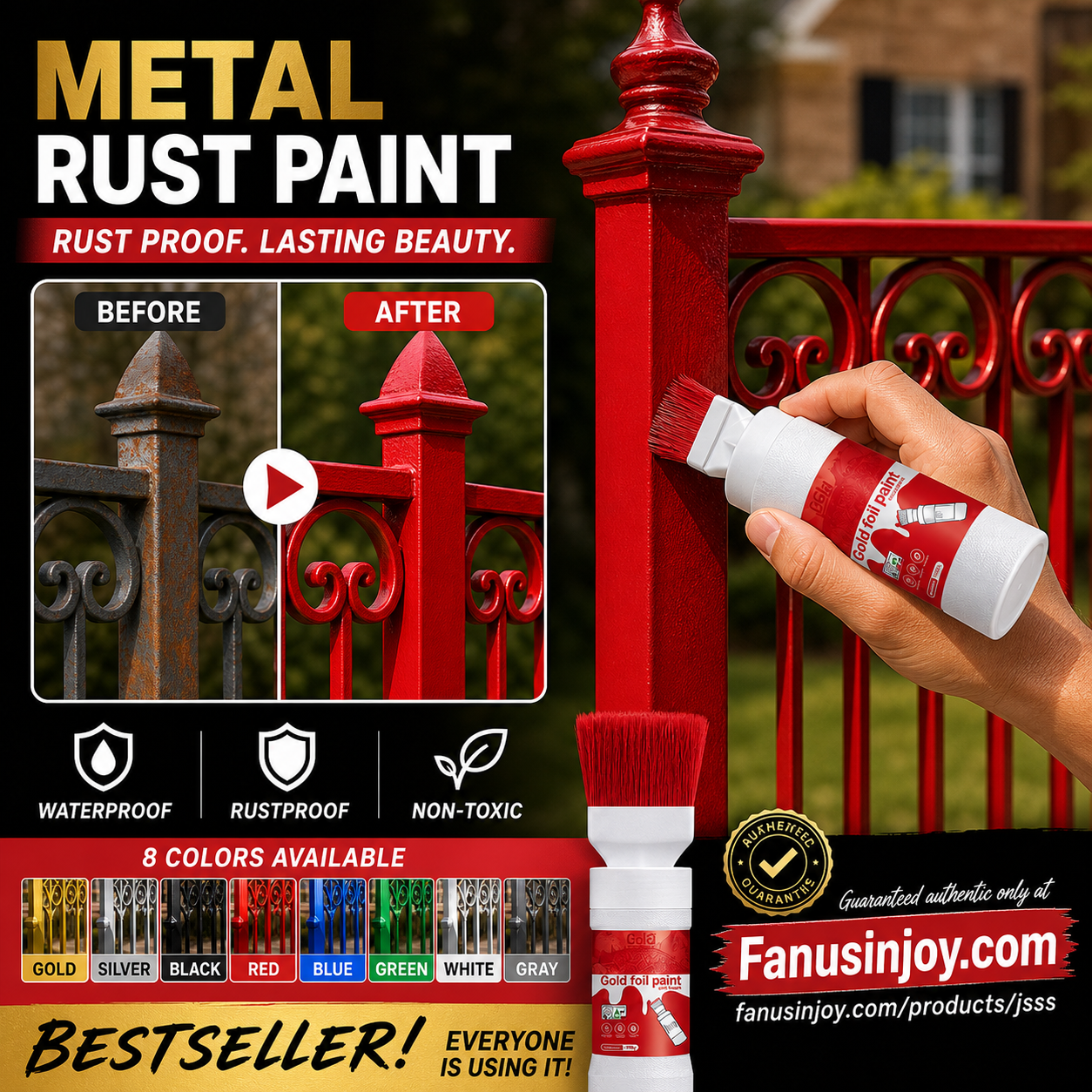 ✨New Arrival-🔥Limited Time 50% OFF! 🖌️Refresh paint surfaces in one simple spray!✨🏠Water-Based Metallic Silver Paint with Built-in Brush💥👍