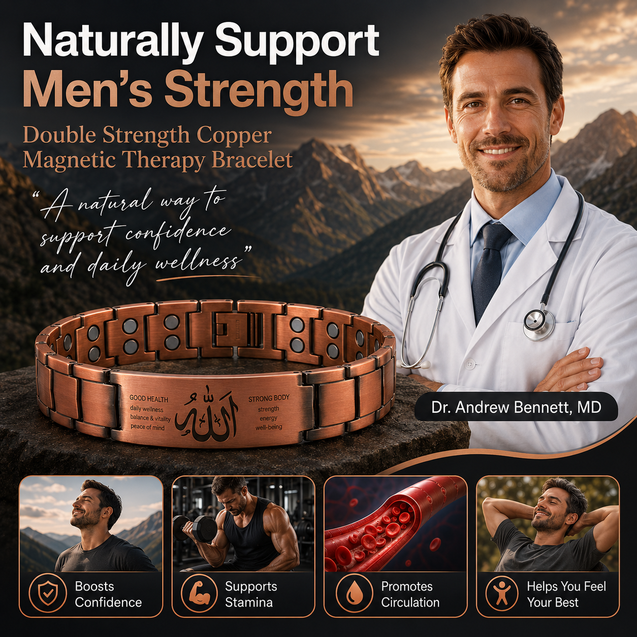 🔥Men’s Strength & Vitality Bracelet💪Upgrade Your Energy, Style, and Confidence