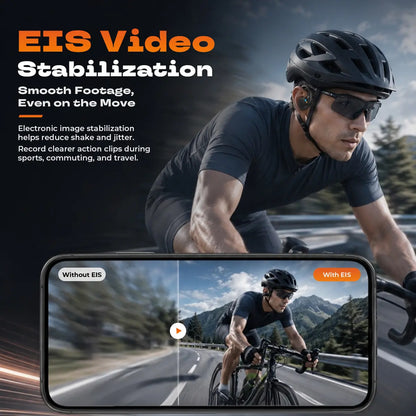 E12 Bone Conduction Bluetooth Headphones With 8MP EIS Stabilized Camera, 160+ Languages Instant Translation, Touch & Button Control, IP54 Waterproof Wearable Headset For Outdoor Cycling Vlog Recording Sports & Daily Communication